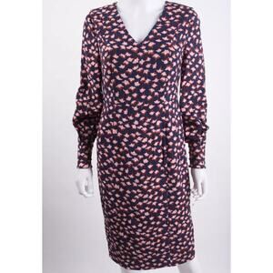 Boden Womens Hannah Sheath Dress UK 18 US 14 Blue Pink Floral Long-Sleeve